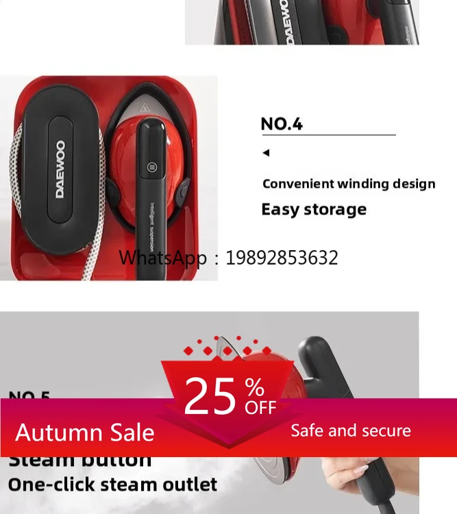 

Handheld Garment Steamer with Strong Pressure and Large Steam Spray for Silk and Cashmere Ironing