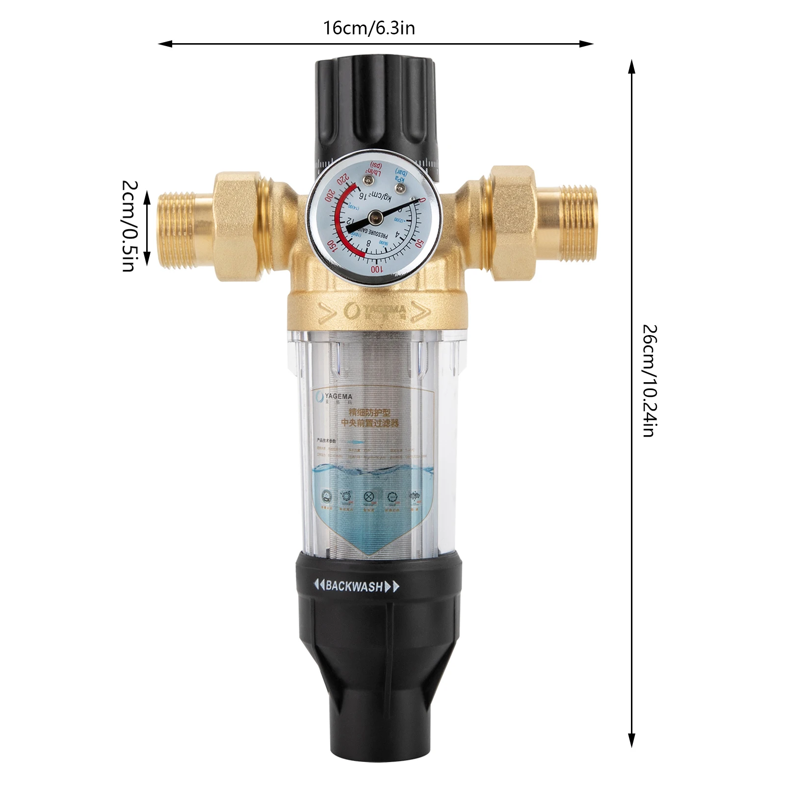 Rohrmontierter Spin-Down-Sedimentfilter, anwendbare Temperatur -30–100 ℃ /-22-212 ℉ Geeignet für Häuser, Restaurants, Hotels, Schulen – Detail 5