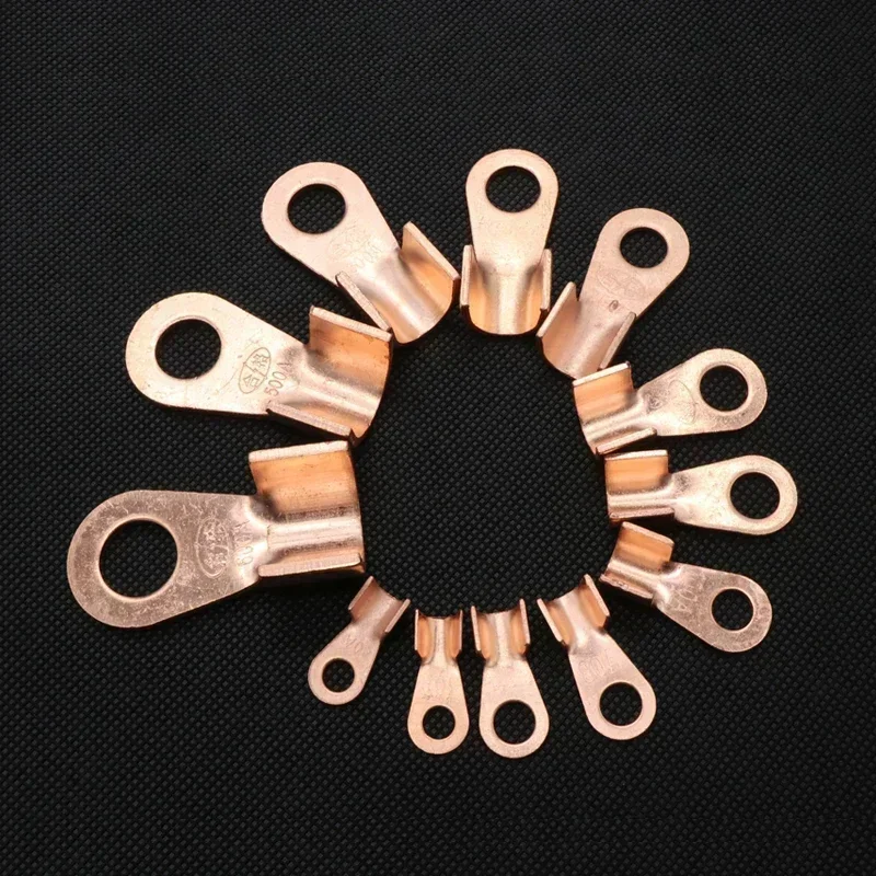 OT Type Open-End Red Copper Circular Splice Crimp Terminal 3A ~1000A  Wire Naked Cable Connector Ring Battery lugs Terminals