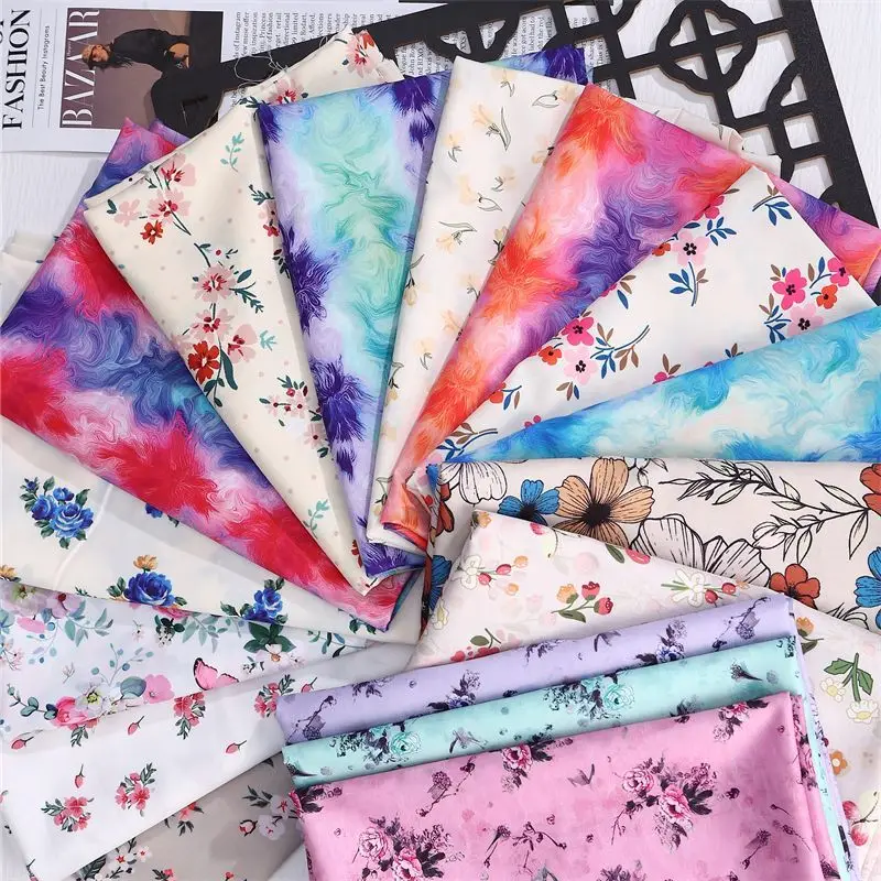 

4-Way Stretch Printed Chiffon Opaque Floral Fabric Spring Summer Skirt Fashion Clothing Designer Material Sewing Accessories