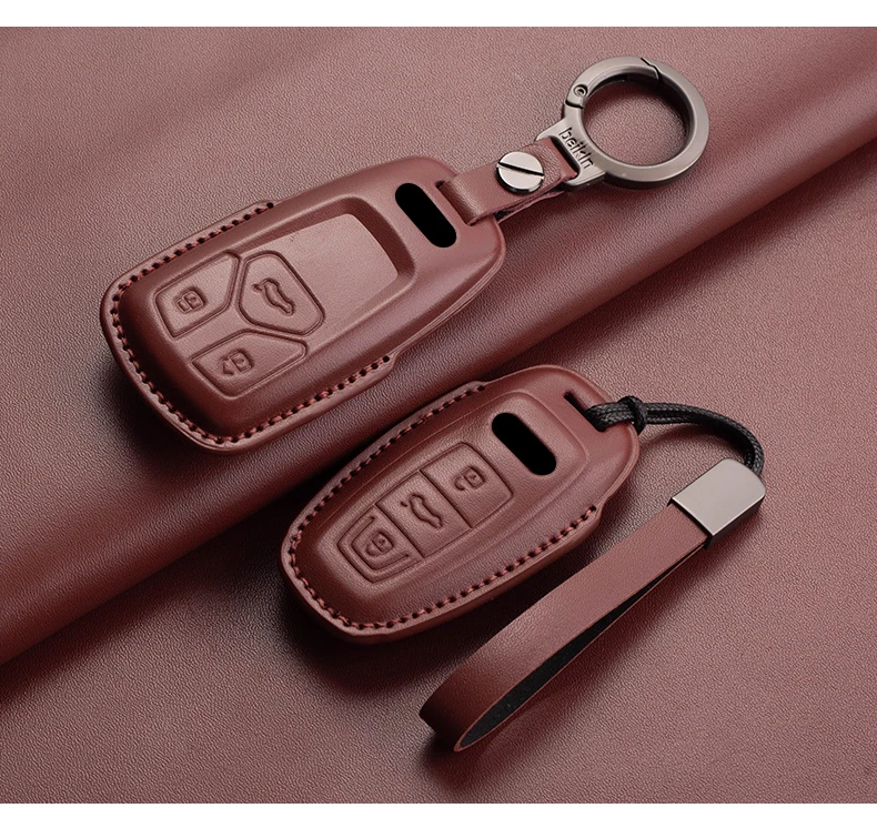 Auto Schlüssel Shell Fob Für Audi A4 A4L A5 Q5 Q7 TT TTS 8S B9 2016 2017 2018 Leder auto Fernbedienung Schlüssel Fall Abdeckung Schlüsselbund Zubehör – Detail 11
