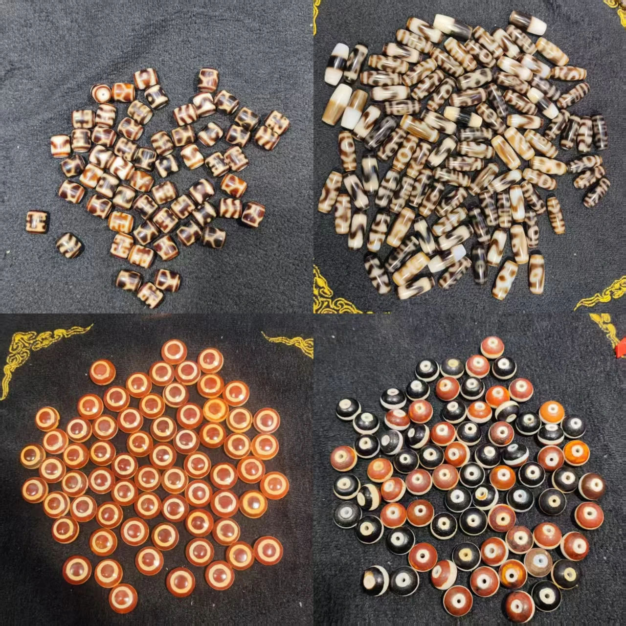 100pcs dzi packing sheep plate beads thread beads Taiwan craft three-eyed noble vase God of wealth accessories three-bead neckla