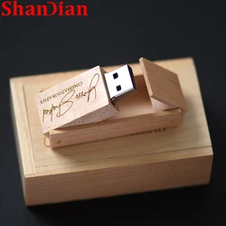 Free custom logo USB Flash Drive Wooden box Memory card stick Pendrive Photography wedding gifts Pen drive 128GB 64G 32GB