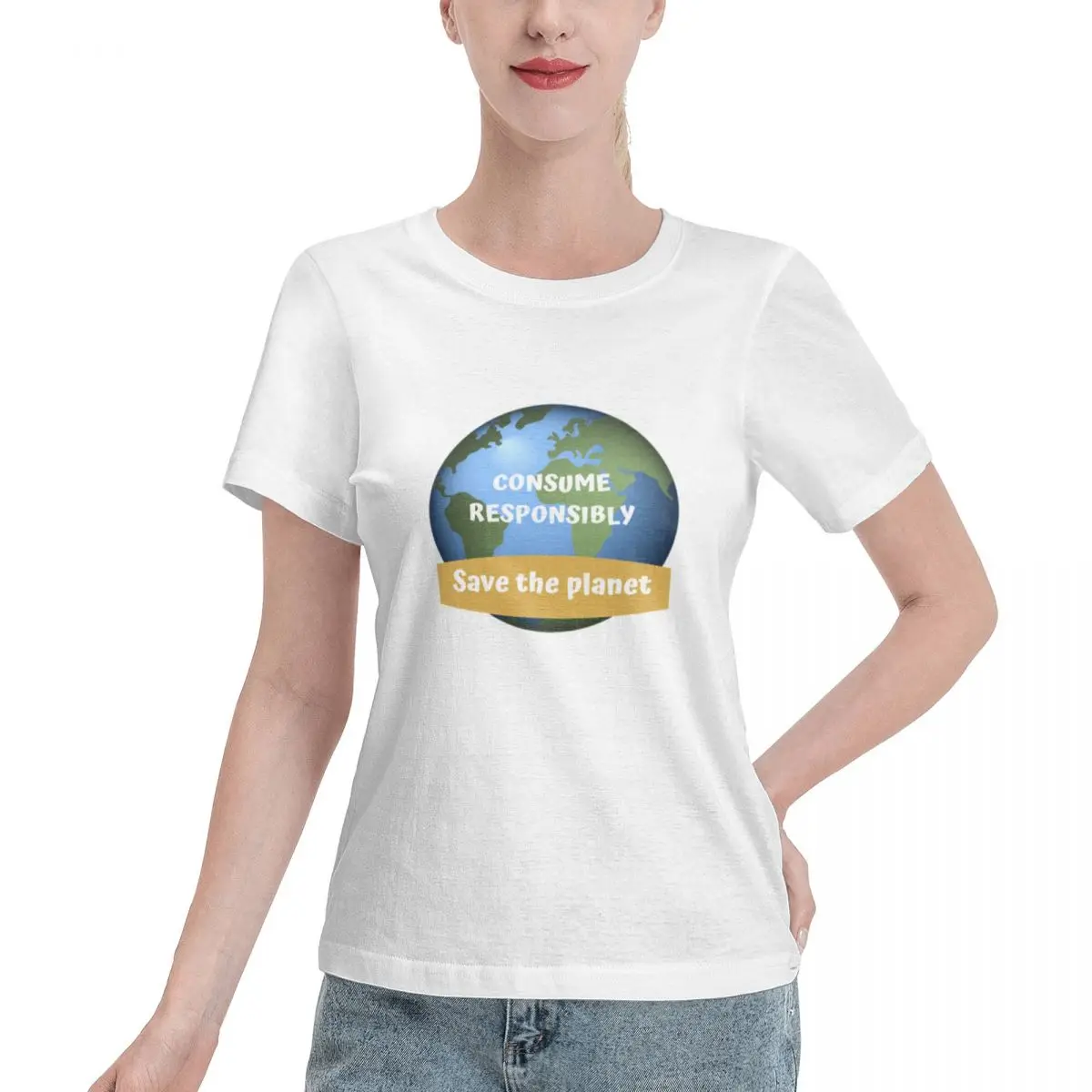 Quick Dispatch Consume Responsibly Save The Planet Women's T-shirt Preppy Fashion Ladies Shirt