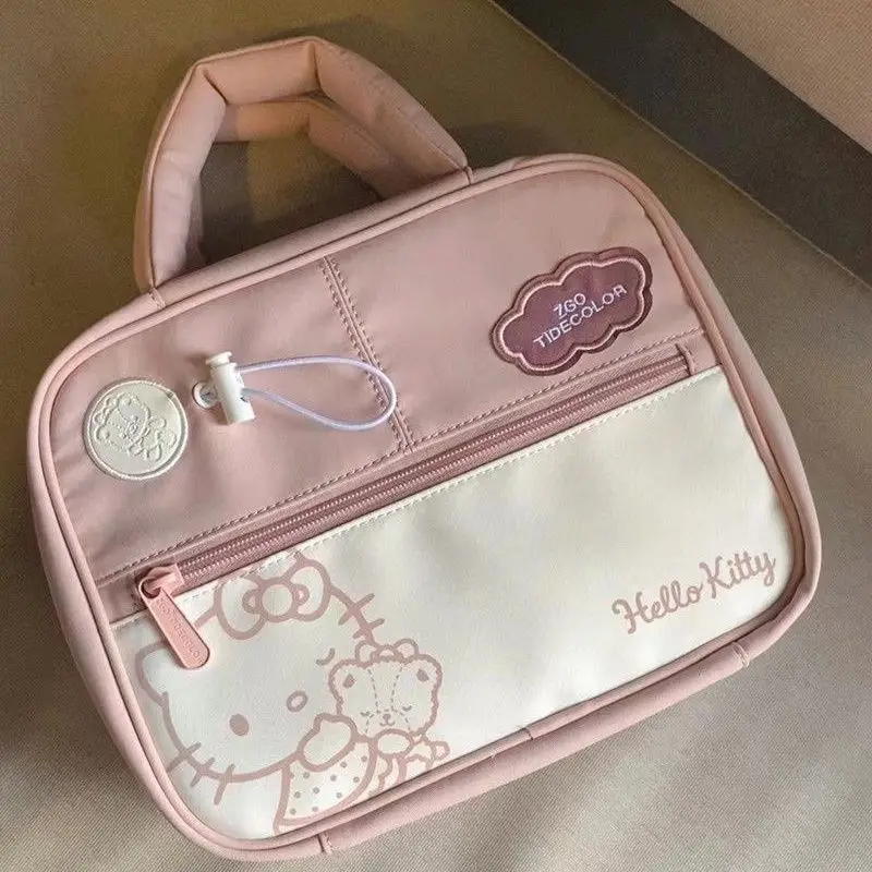 Cartoon Sanrio Cosmetic Bag Cute Hello Kitty High-Capacity Makeup Bag Portable Travel Toiletry Storage Bag For Women With Zipper