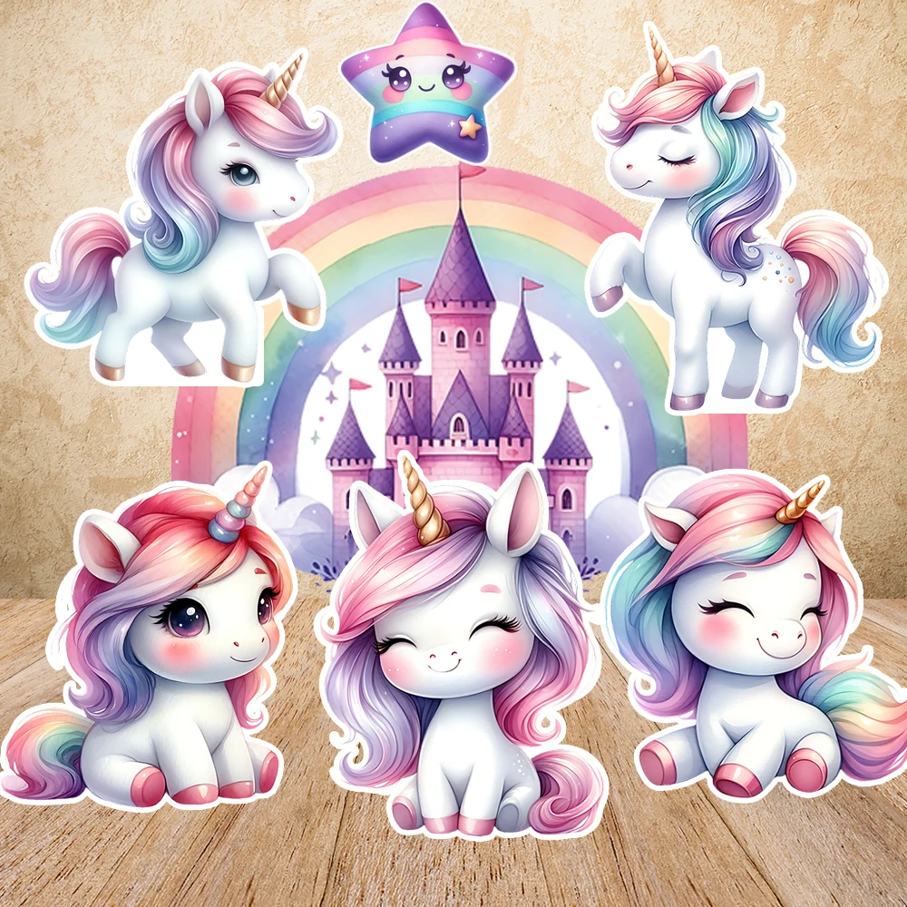 

Unicorn Cutouts Rainbow Star castle Big Decor Prop Baby Shower Birthday Party Stand Up Props Foam Board Party Supplies