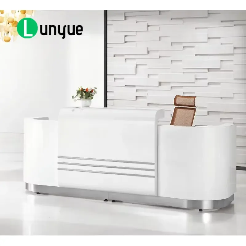 White MDF Reception Desk for Hospital Office High End Counter Furniture Cheap Modern Front Desk