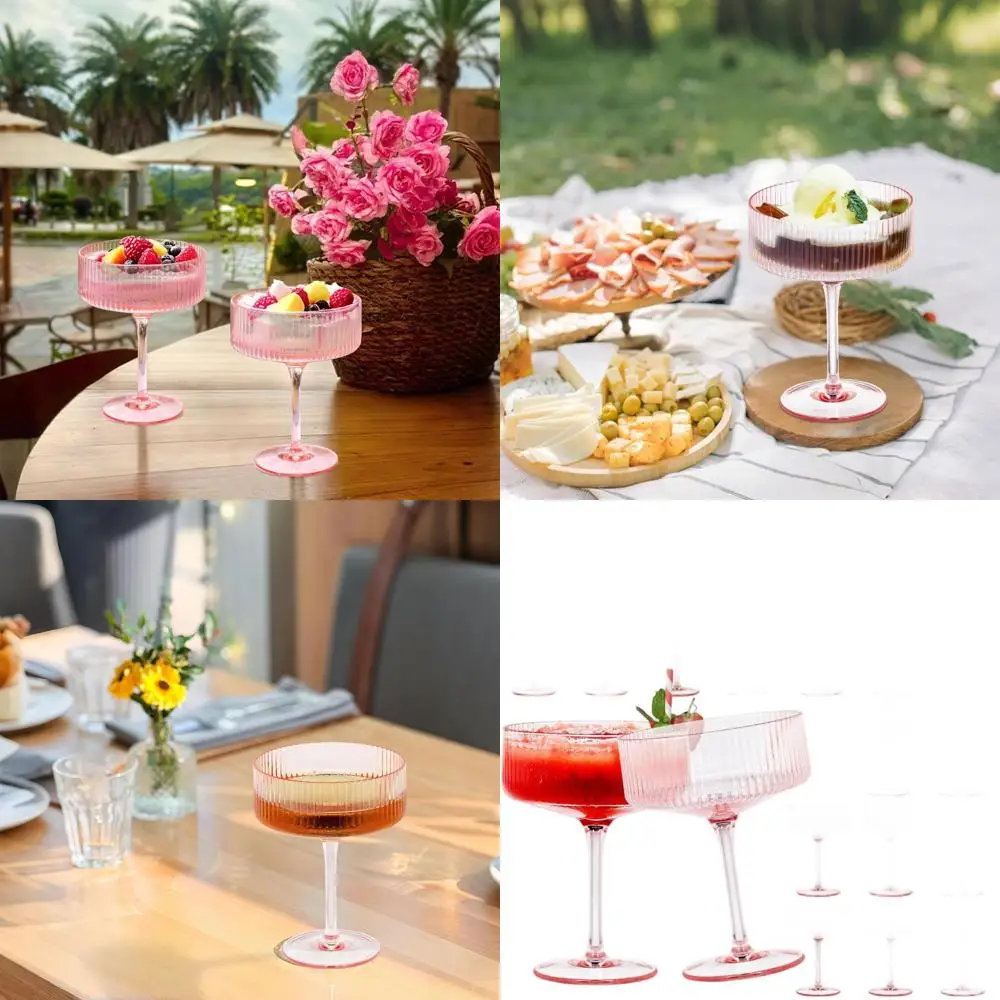 

Набор из 24 акриловых ребристых очков для мартини на 10,5 унций — небьющиеся, многоразовые, идеально подходят для вечеринок и свадеб.