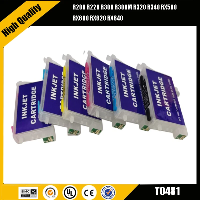 T0481 - T0486 Ink Cartridge For Epson T0481 Ink Stylus Photo R200 R220 R300 R300M R320 R340 RX500 RX600 RX620 RX640 Printer