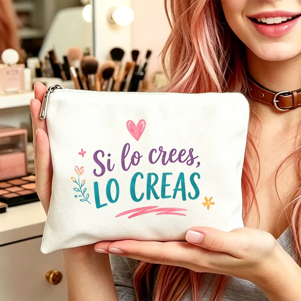 Makeup Cosmetic Bag Toiletry Pouch Versatile Use Gift Bag for Women Inspirational Slogan Makeup Bag for Mom Daughters Friends