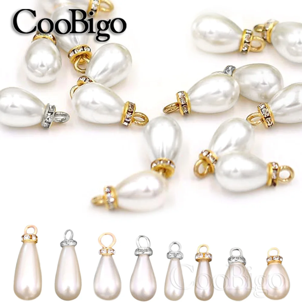 10pcs Imitated Pearl Pendant Bead Charm for DIY Necklace Bracelet Earrings Elegant Jewelry Making Plastic White Teardrop 14-20mm