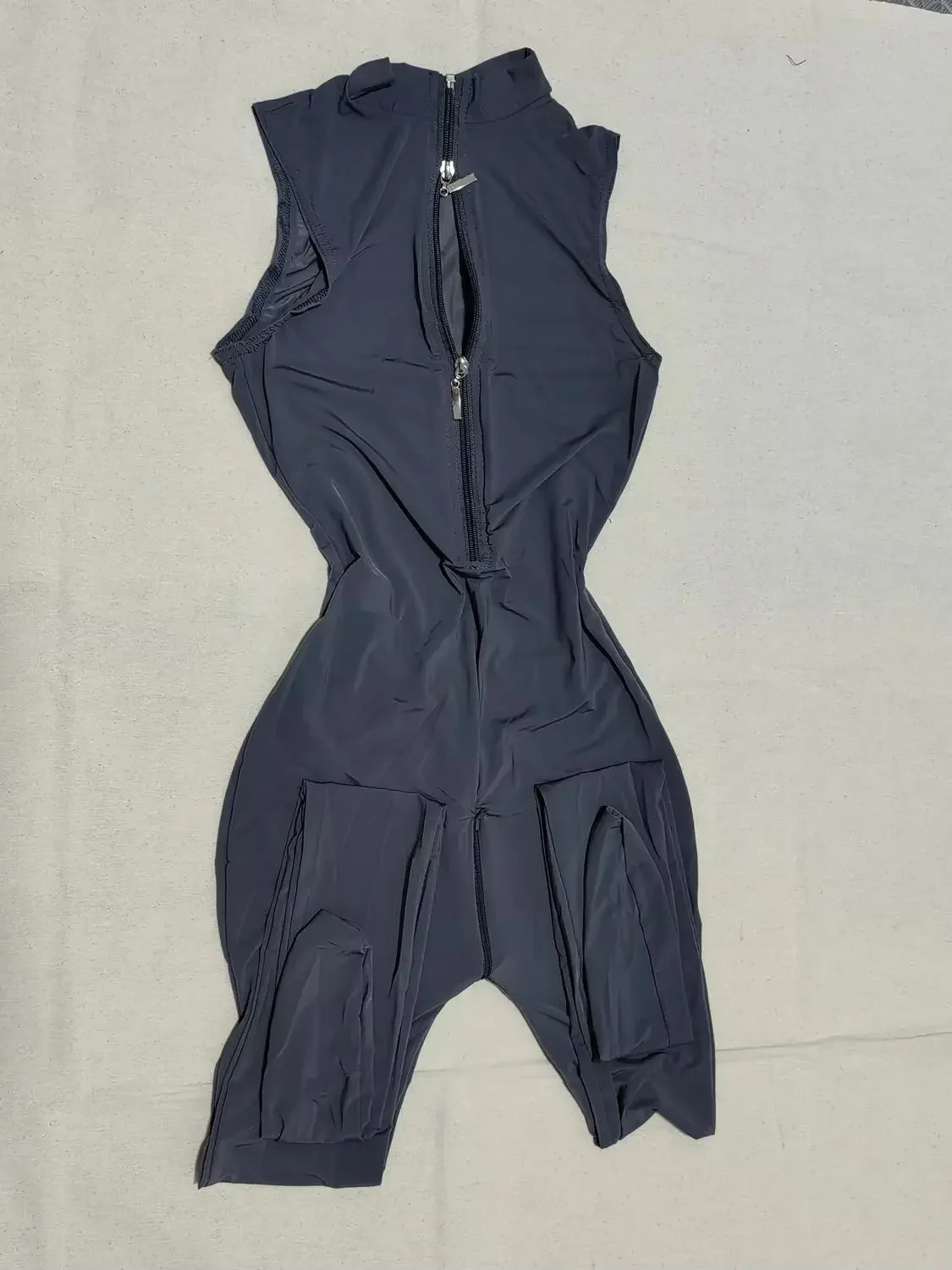 Plus Size Women Sleeveless Catsuit Sheer See Through Zipper Open Crotch Bodysuit Shaping Tights Maid Leotard  Teddies Jumpsuit