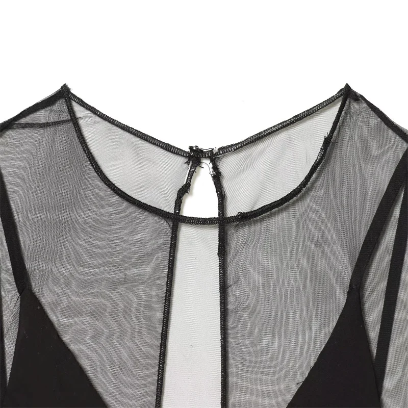 Elegante tubino nero trasparente per donna High-Street Chic Autunno/Inverno 2025 Nuova collezione Alla moda ed elegante