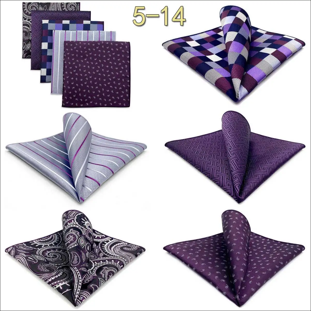 5-teiliges Herren-Einstecktuch-Set, verschiedene Einstecktücher, mehrere Stile, Paisley- und Blumenmuster, Anzug, groß, 32 cm, Business-Accessoires – Detail 13