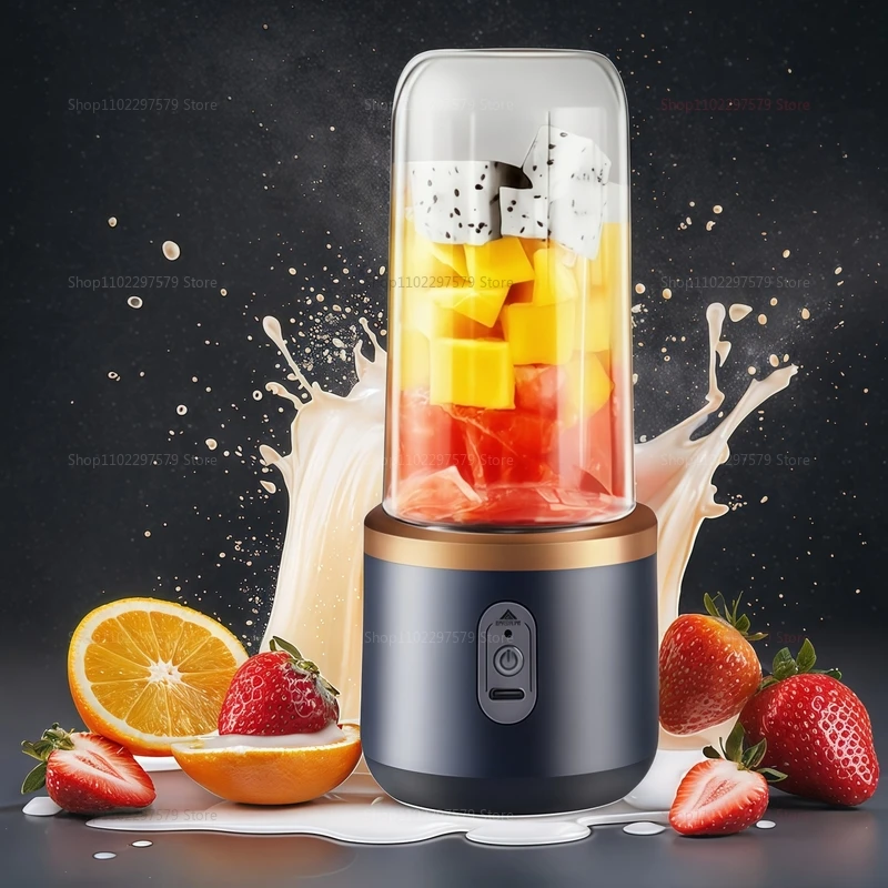Multifunction Double Cup Juicer 400ml USB Rechargeable Portable Electric Juicer 6 Blade Fruit Blender for  Home Kitchen Tool image 5