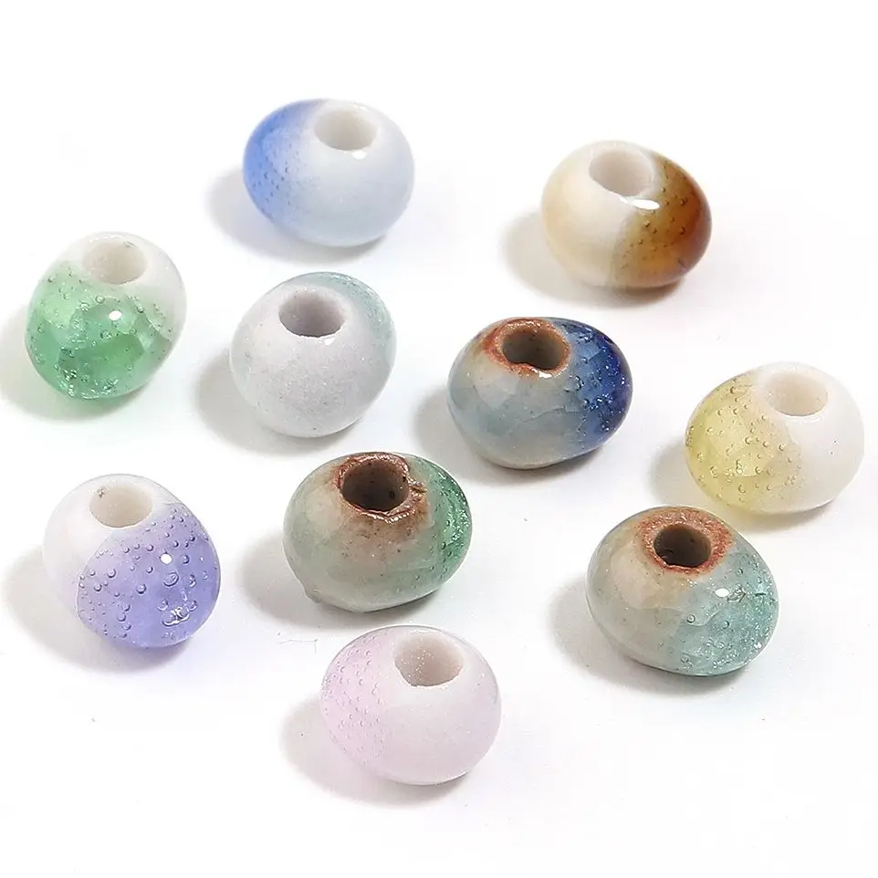 40pcs 6x7mm Round Ceramic Beads for Jewelry Making Ripple Crack Abacus Beads Loose Spacer Bead DIY Bracelet Necklace