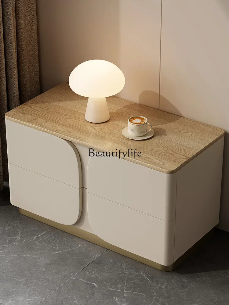 X4 parts and accessoriesLight luxury minimalist bedside table white wood solid wood locker