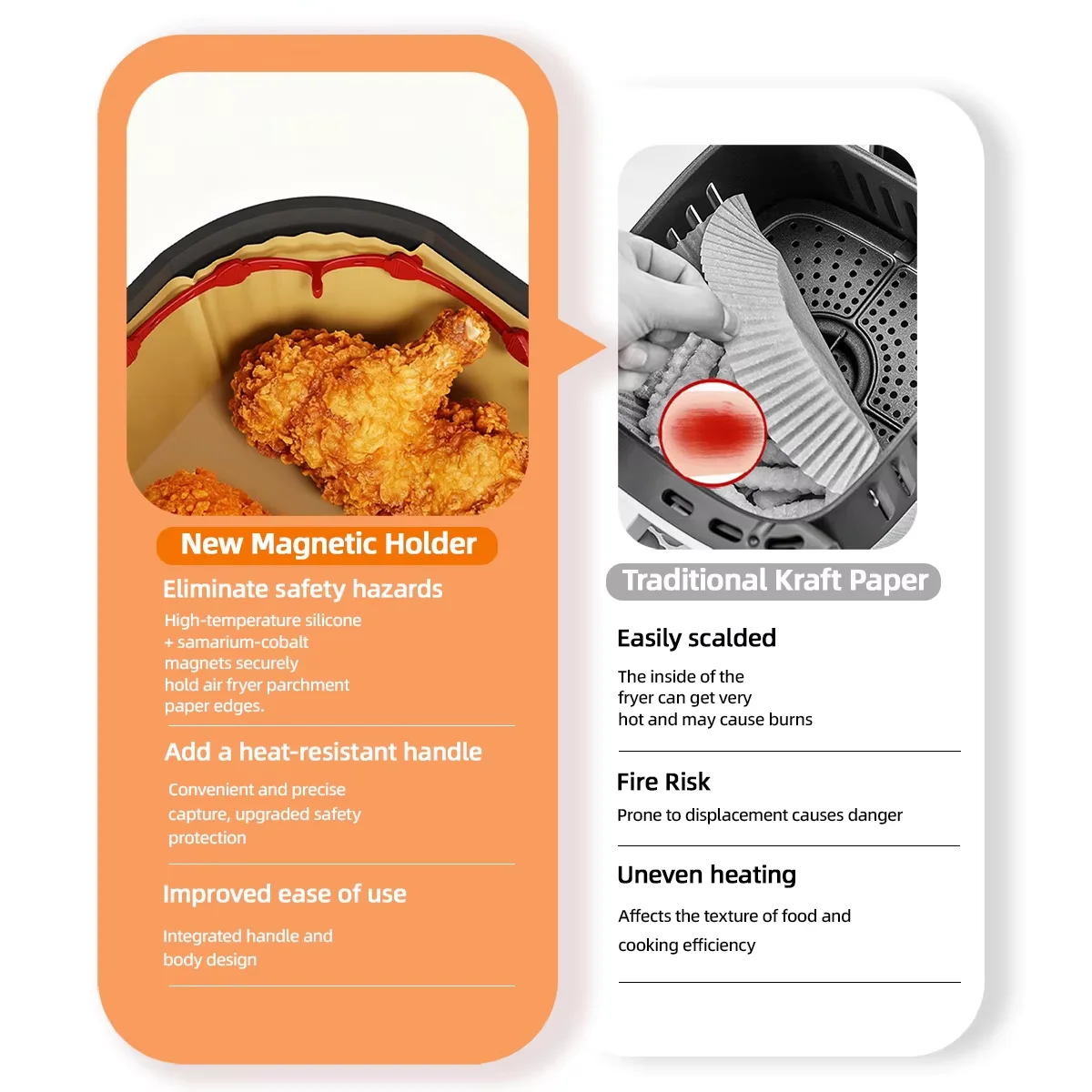 New Air Fryer Magnet Silicone Buckle Secure Parchment Paper Lock Disposable Liners Prevent Burning Heat Resistant Accessory