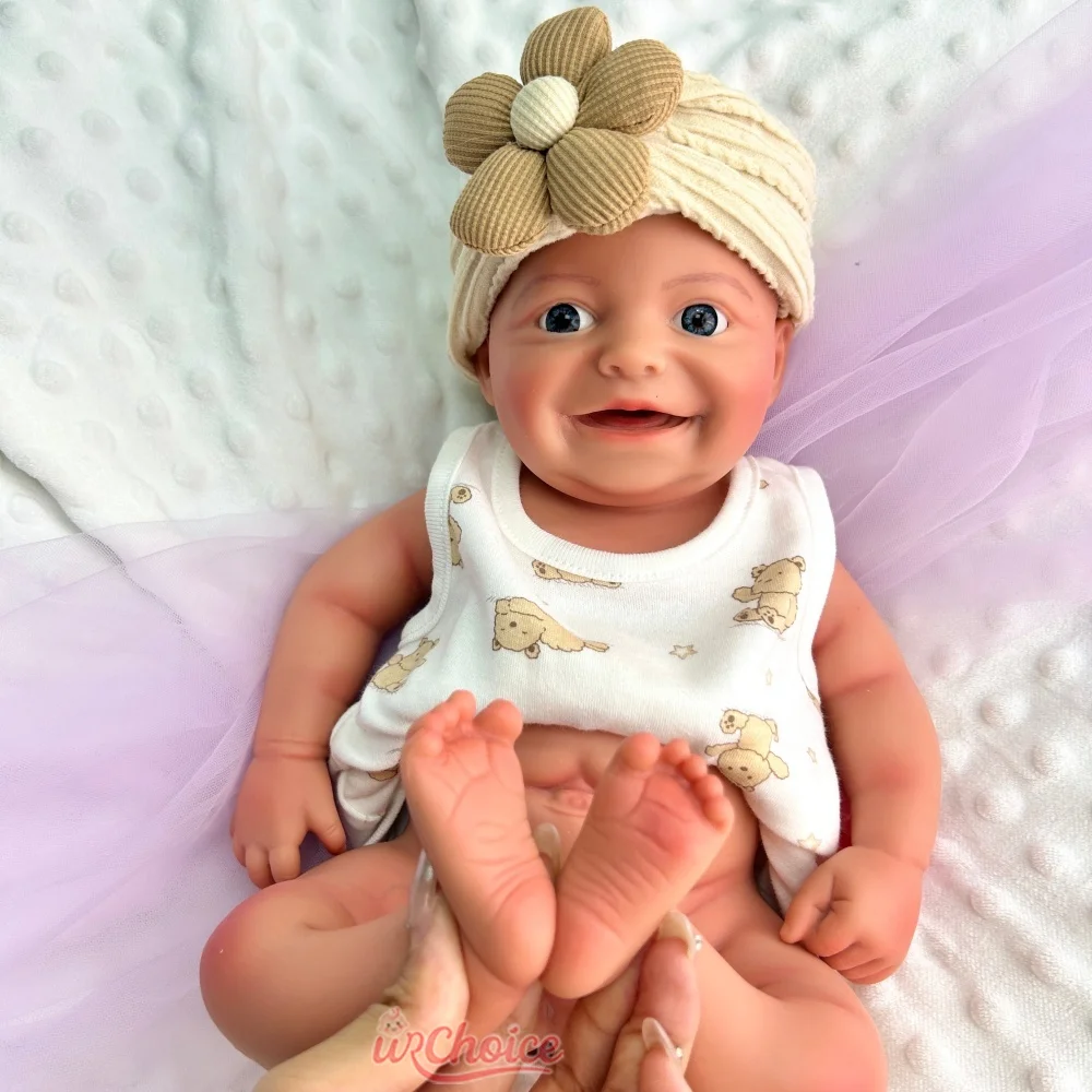 42cm Realistic Appearance Silicone Reborn Baby Girl Open Blue Eyes 3D Skin Weighted Newborn Doll for Anxiety Relief Gift