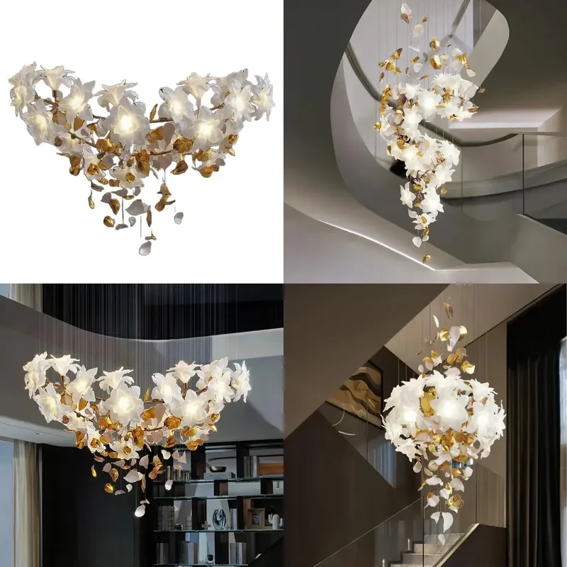 Modern Custom Chandelier for Duplex Staircase Villa Living Room Hotel Lobby Large Pendant Light Fixture