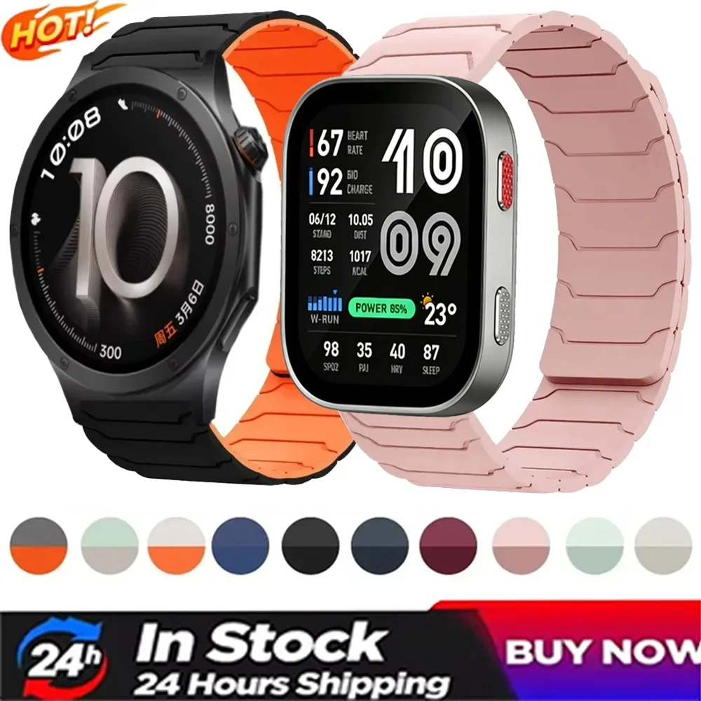 20mm 22mm Magnetic Silicone Strap for OPPO Watch S X3 X2 Sports Bracelet for Oneplus Watch 4 Lite Amazfit Active Max-3-2/Bip Max