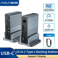 ACASIS 15-in-1 USB C Docking Station 10Gbps Type C Dock with 4K HDMI Display DP 4K@60HZ SD/TF RJ45 PD100W for Laptop Macbook Pro