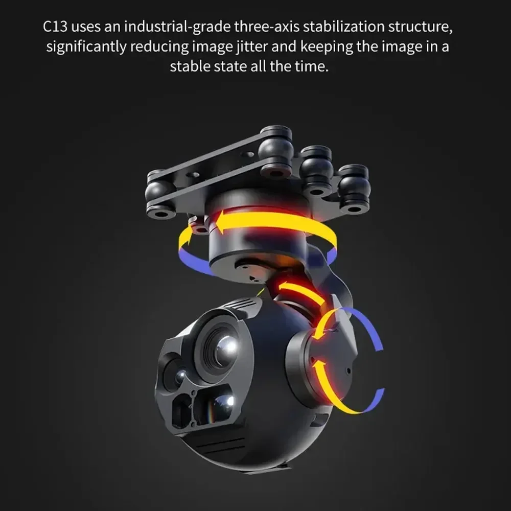 

Skydroid C13 30x Zoom 3-Light Gimbal | 3-Axis AI Locking 640x512 Thermal for Industrial UAV