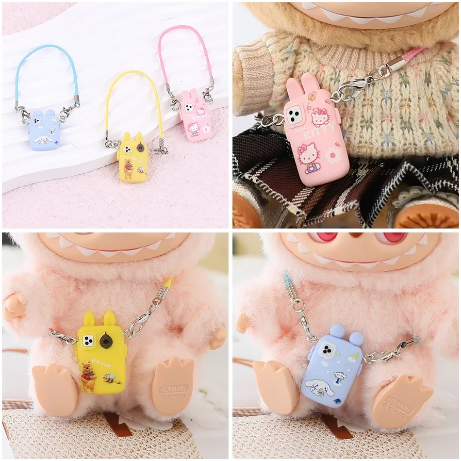 Per accessori Labubu per accessori Crybaby Borsa per telefono per fotocamera in stile cartone animato Accessori per bambole in peluche Regalo di compleanno per ventaglio pendente