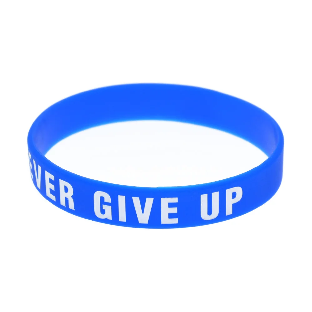 1 Stück/4 Stück „Never Give Up“ Silikon-Gummi-Armband Sport-Fitness-Armband Unisex für Erwachsene – Detail 4