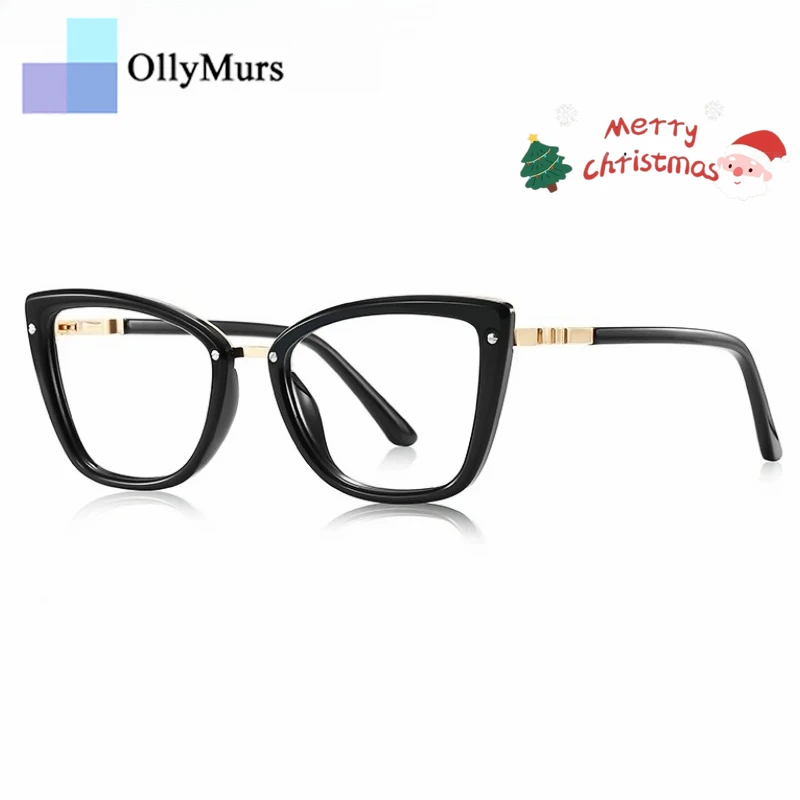 

OLLYMURS модные ретро очки «кошачий глаз» на заказ, женские очки с блокировкой синего света, сверхлегкие новые оптические очки в оправе2223