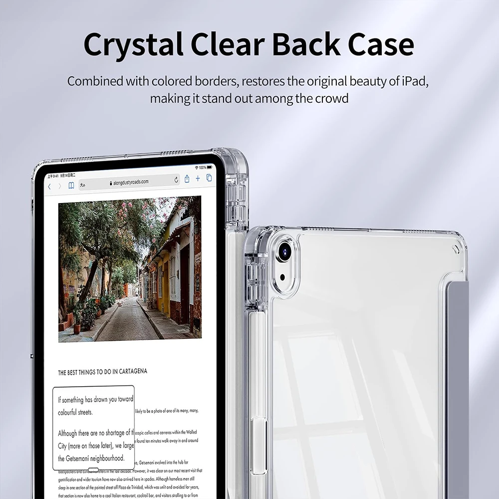 حافظة لجهاز iPad (A16) الجيل الحادي عشر، الجيل العاشر، 11 بوصة 2025، iPad 9th/8th/7th/6th/5th gen، حافظة iPad Air Crystal Clear مع فتحة قلم رصاص #5