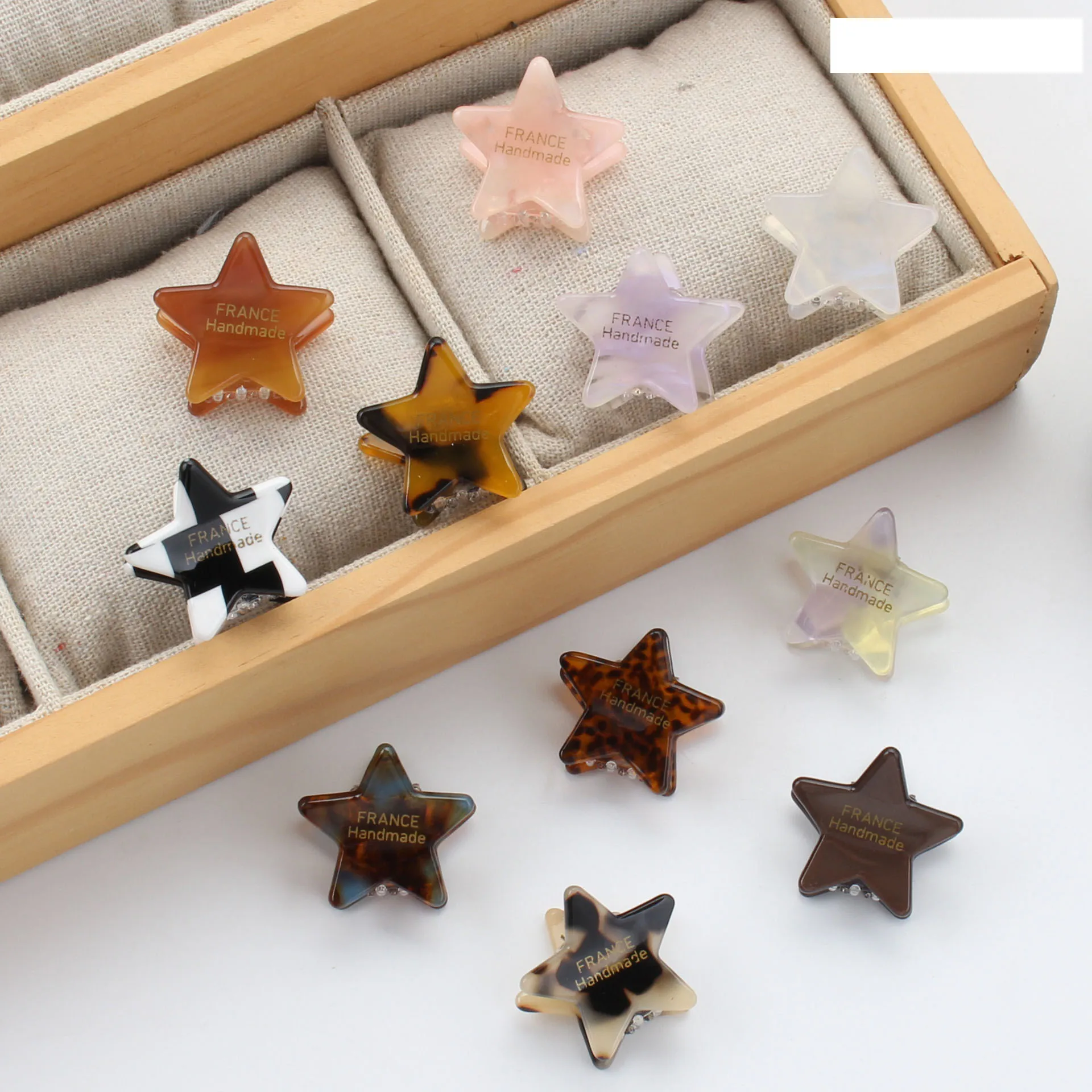 S3683 Sweet Acetic Acid Star Hair Clip Women Girls Grab Clip Mini Side Bangs Clip Back Head Braid Clip Barrette Hair Accessories