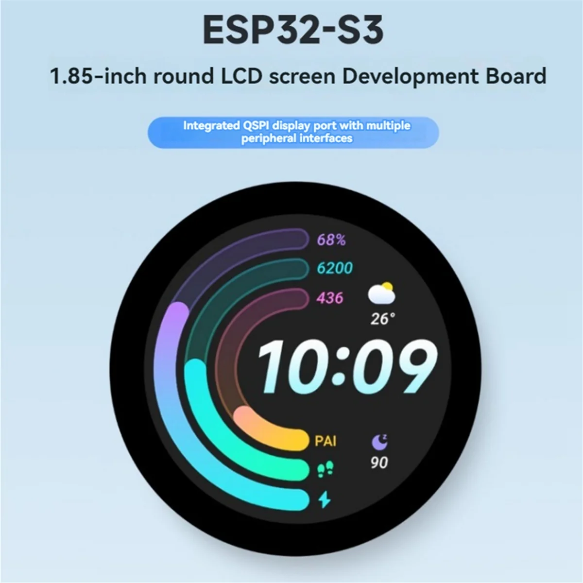 

Плата разработки Convince ESP32-S3, 1,85-дюймовый круглый ЖК-дисплей, поддержка WIFI Bluetooth 5, встроенный шестиосевой датчик2025