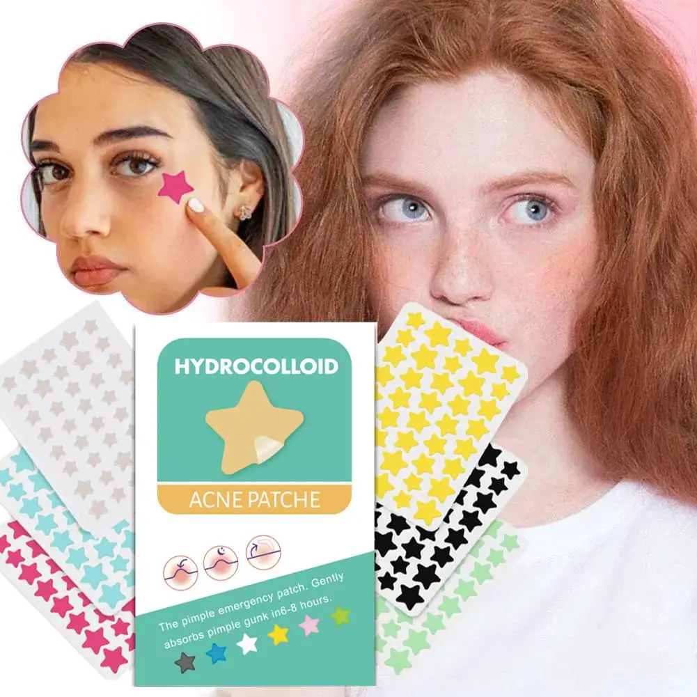 다채로운 하이드로 콜로이드 도트 귀여운 스타 하트 모양의 여드름 여드름 패치 얼굴 보이지 않는 여드름 및 흠집 커버 스티커 스킨 케어