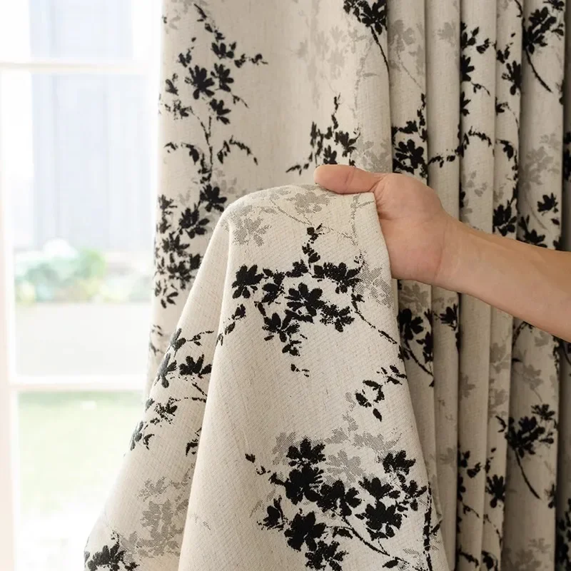 Black White Antique Style French Vintage Jacquard Curtains for Living Dining Room Bedroom Blackout New Bedroom Customise