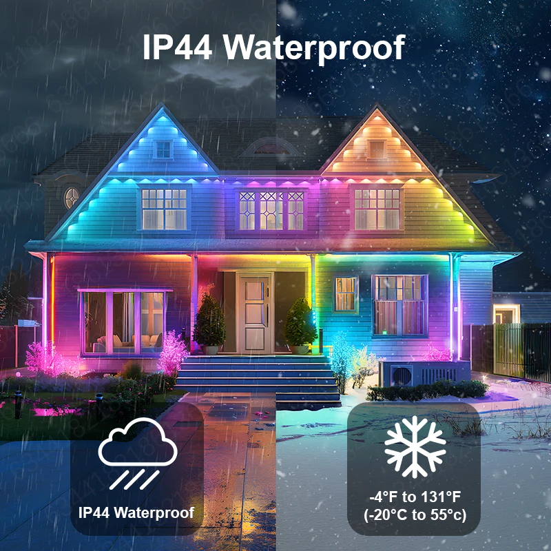 Permanent outdoor eaves lights equipped with an app and a remote control for home Christmas party and holiday decoration