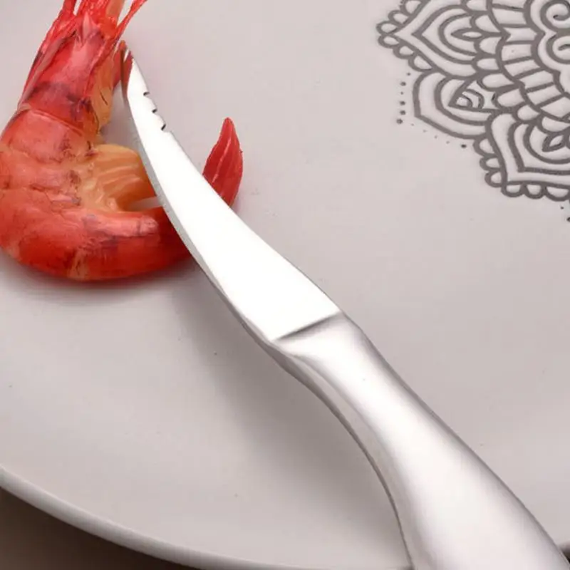 Ferramenta de desenvolvimento de camarão, aço inoxidável, descascador de camarão, ferramenta de limpeza de peixe, descalcificador de peixe, aparelho de cozinha, proteção de unhas para casa