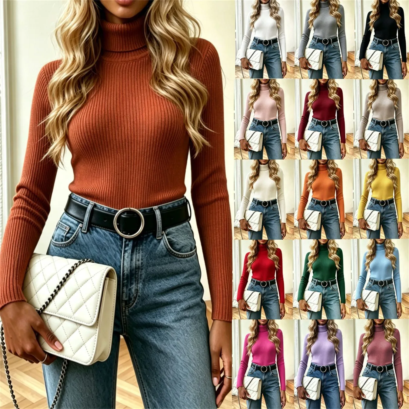 Single Pullover Sweater Slim Fit Casual with Regular Length Turn Down Collar Regular Sleeve Japanese Korean Casual Women Sweater