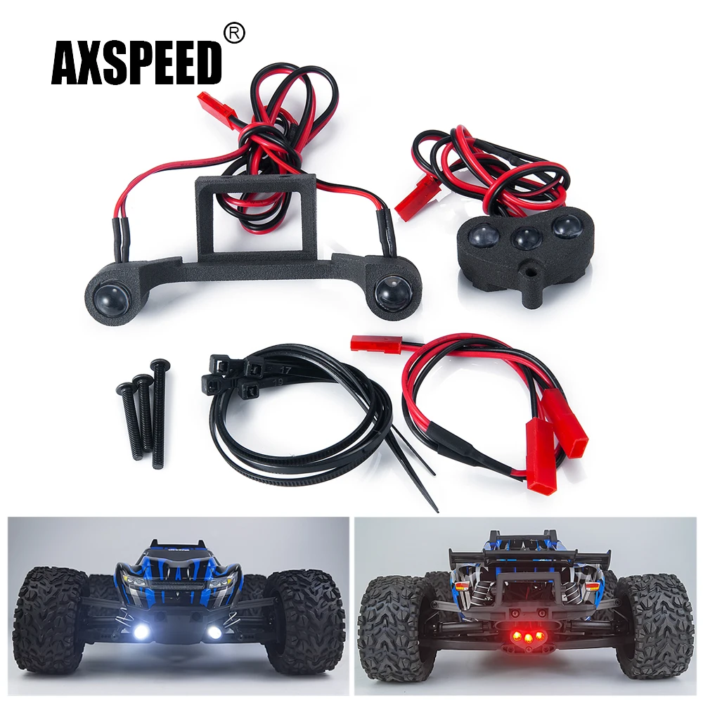 AXSPEED 1Set Headlights + Taillights LED Lights with Mount for Rustler 4X4 VXL XL-5 1/10 RC Car Truck Model Upgrade Part