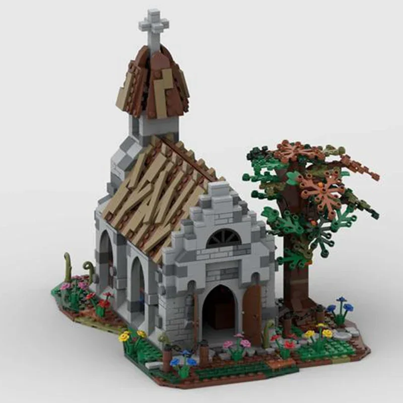 Moc blocos de construção modular vista rua país igreja tijolos técnicos diy montagem brinquedos construção para crianças presentes do feriado