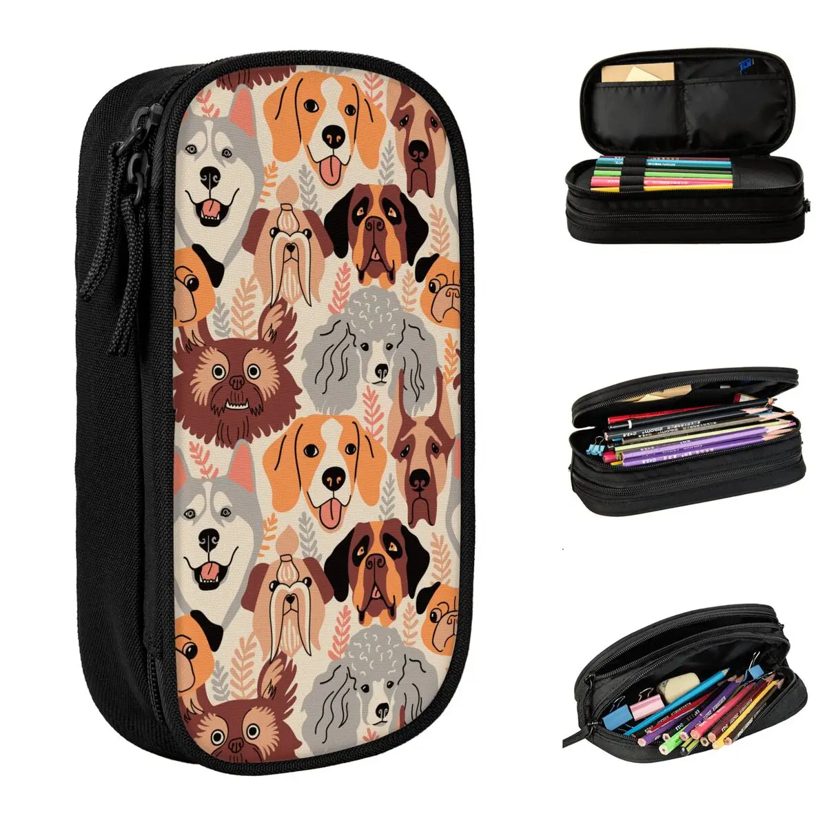 Husky Beagle Mastiff Pug Poodle Shi Tsu Saint Bernard Pencil Cases Dog Pencil Box Pen Student Bag School Supplies Stationery