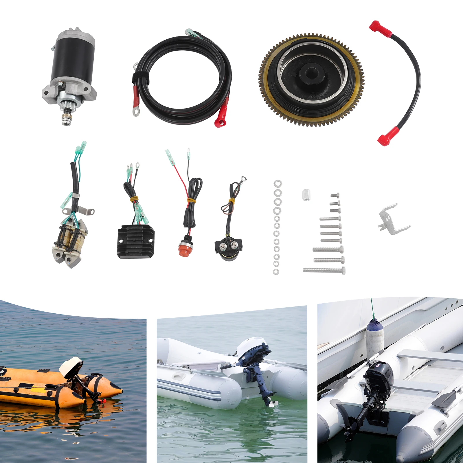 

4 Stroke 15PS Outboard Electric Start Kit Engine Starter Motor Conversion Kit for Yamaha 4-Stroke 14.8HP/15PS Outboard Motors