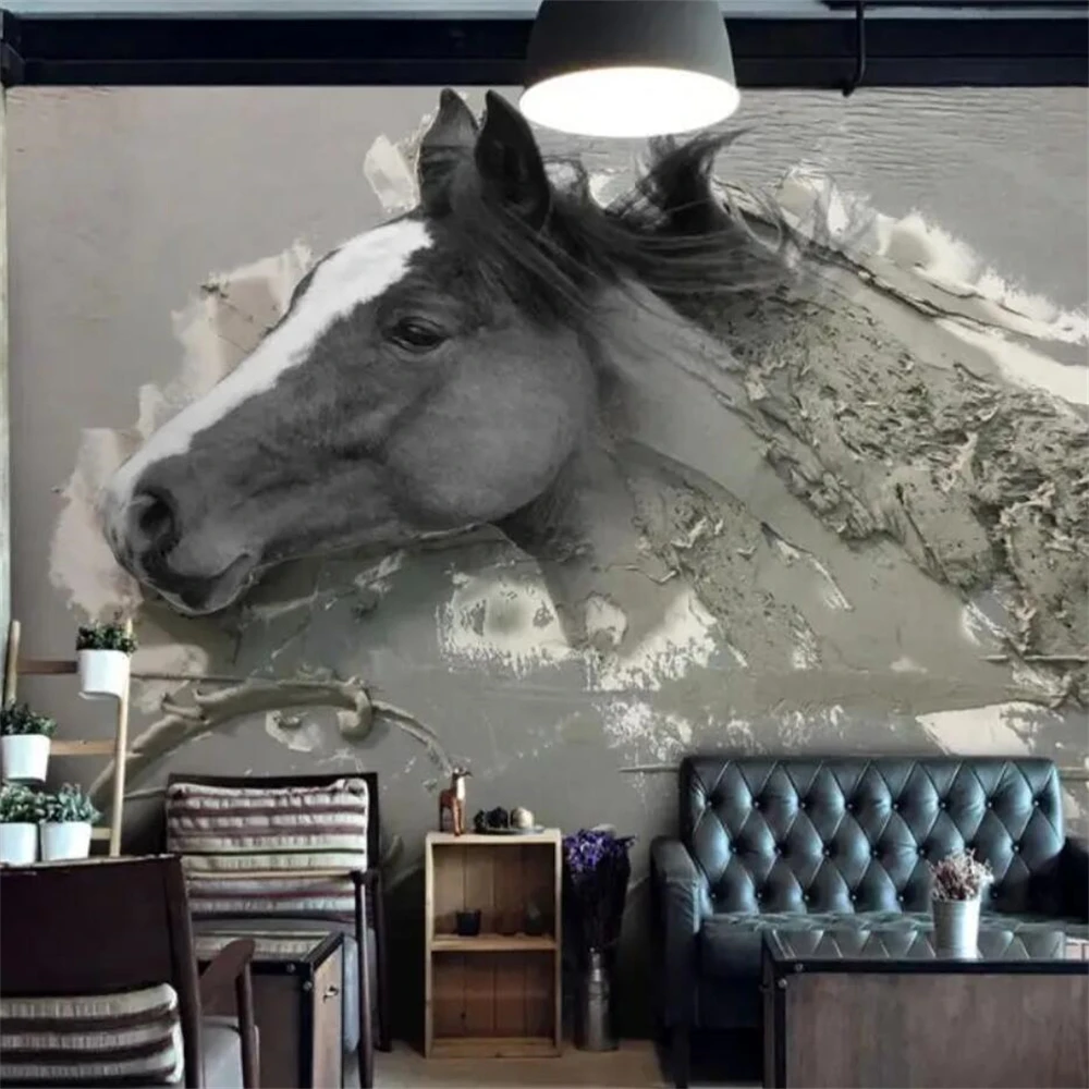 Custom Mural wallpaper for bedroom Relief abstract horse Photo Wallpapers for Living Room wall papers home decor wall stickers