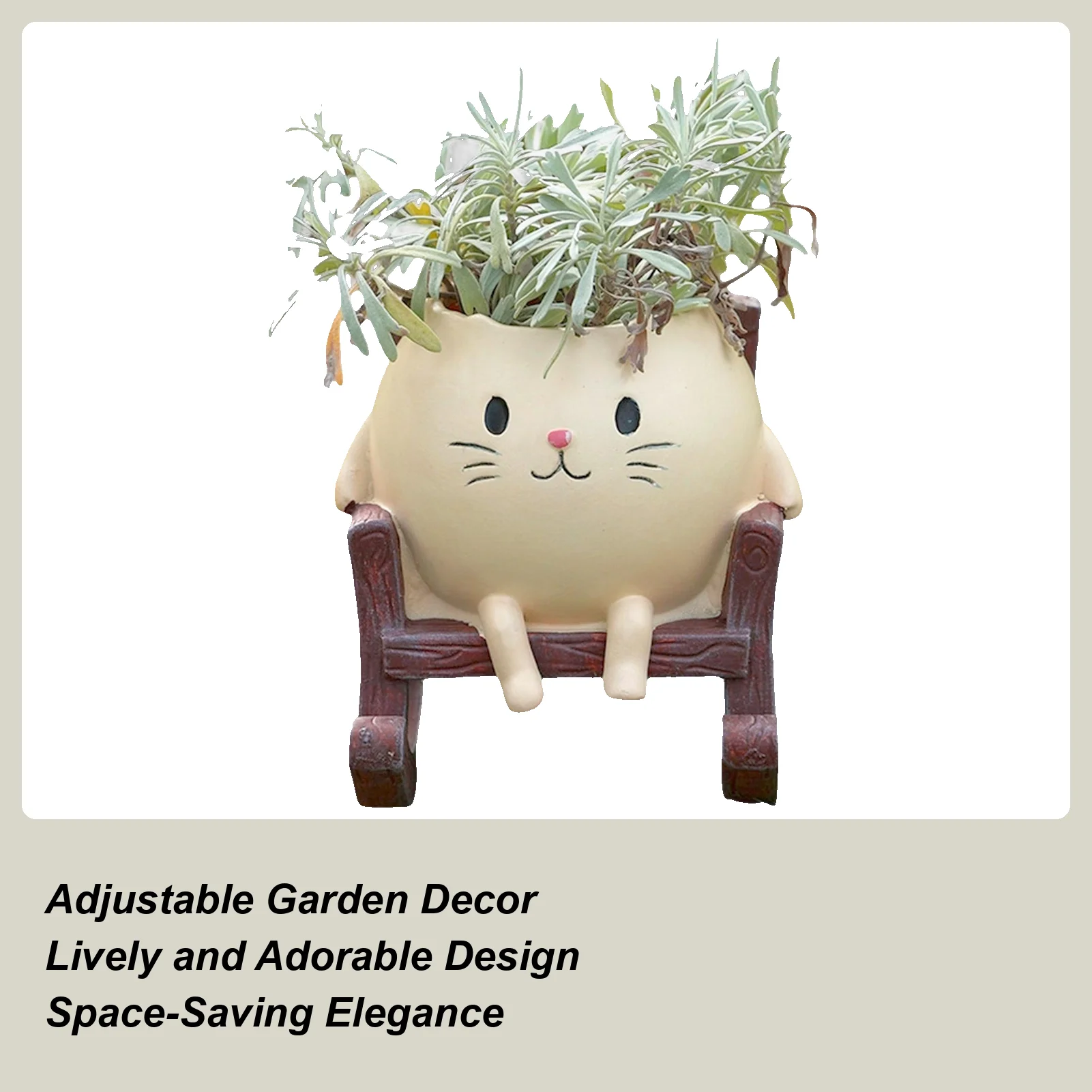 

Swing Planter Cat Rocking Chair Resin Outdoor Flower Pots Home Art Decoration Flowerpot For Porch Entrance Living Room Outdoor