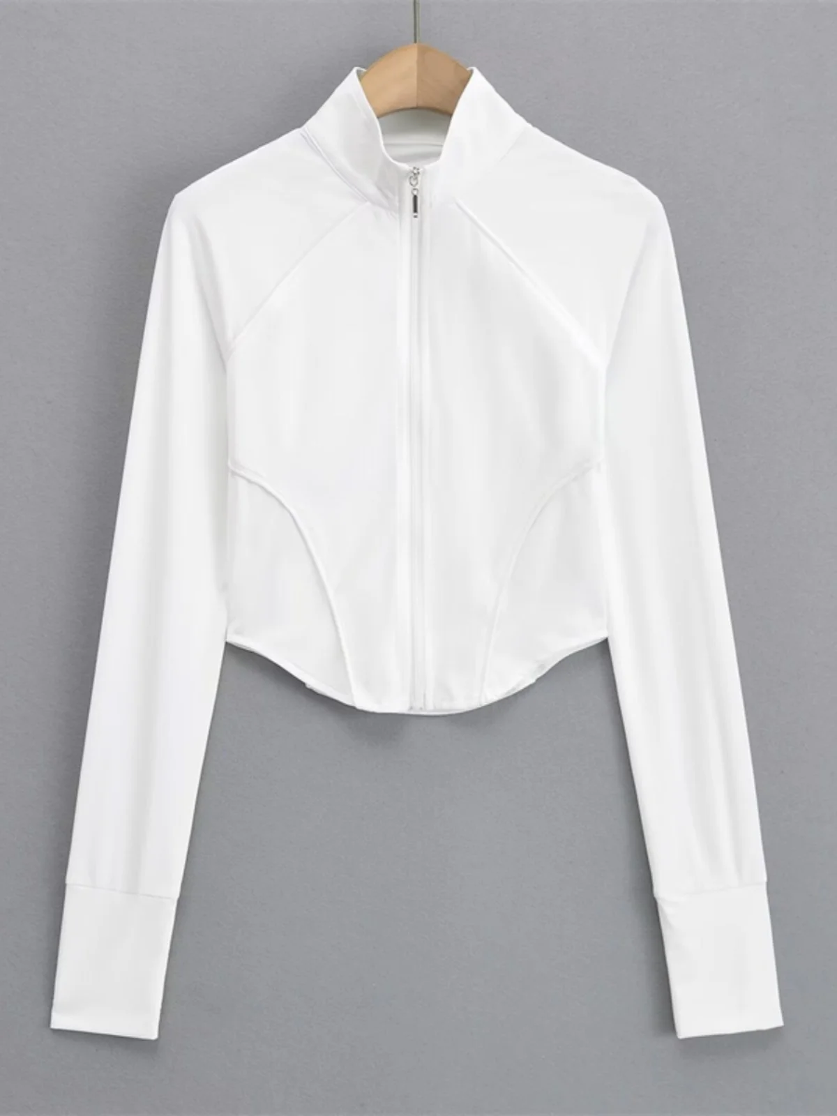 Street Sle Casual Slim Fit Longo Sve Proteção UV Gola Gelo Desencapado Versátil Casaco de proteção solar Bainha arqueada Cintura C...