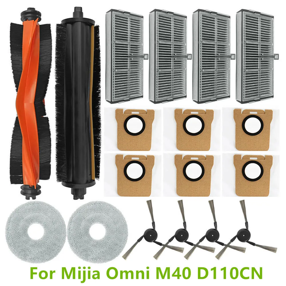 For Mijia Omni M40 D110CN Main Brush Cover Mop Cloths Dust Bag Hepa Filters Side Brushes Robot Mop Vacuum Cleaner Parts