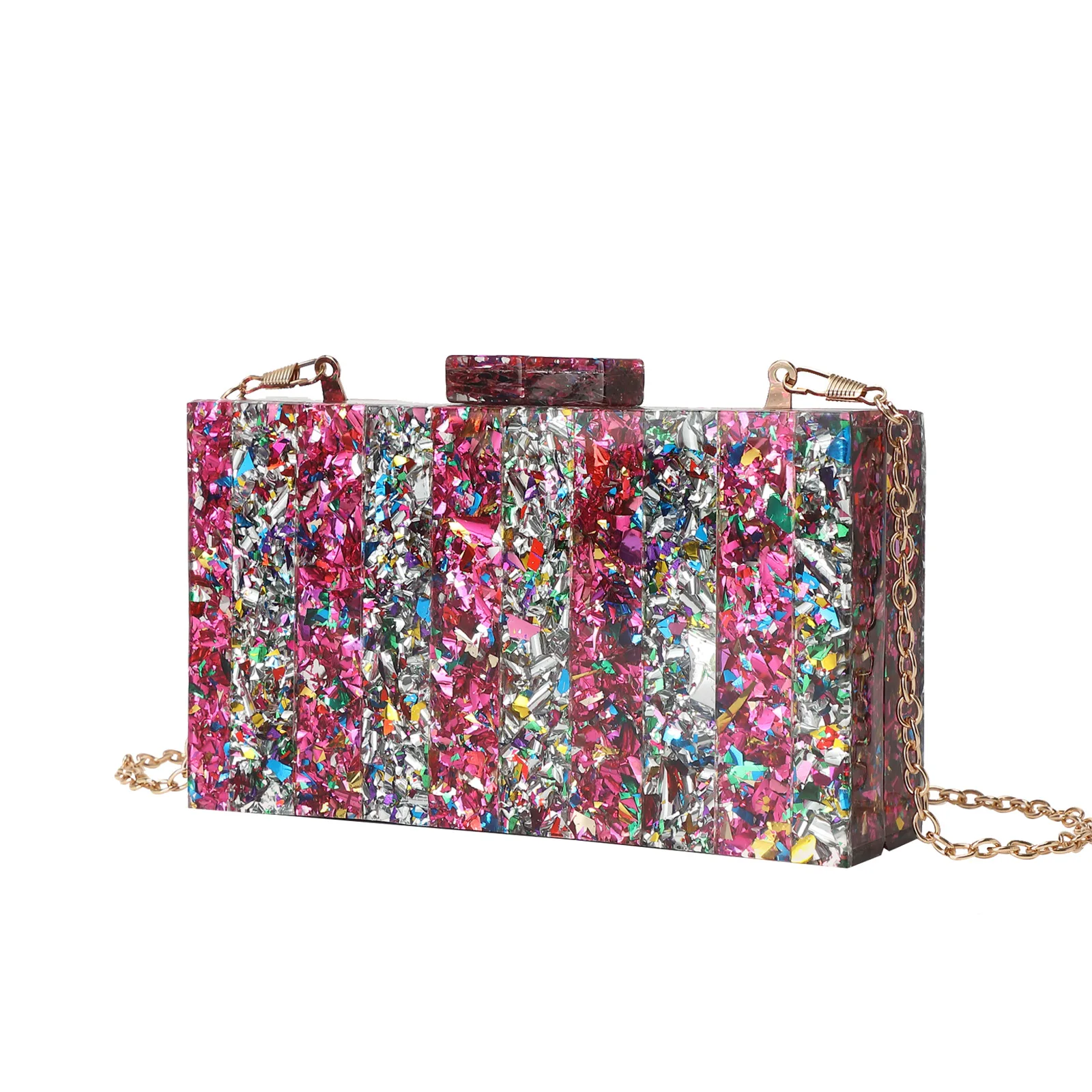 

Женская модная сумка для ужина с красочными блестками, акриловая сумка с цепочкой, ручка через плечо, гламурный вечерние клатч с блестками, кошельки, роскошный дизайнер