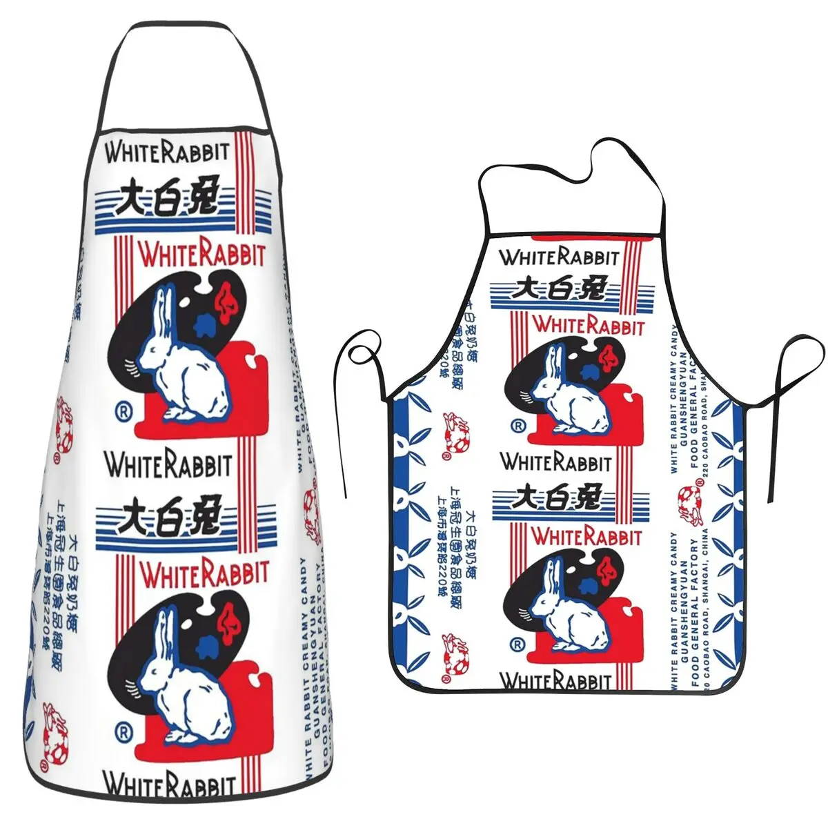 White Rabbit Candy Aprons Chef Cooking Tablier Sleeveless Bib Kitchen Cleaning Pinafore for Women Men Gardening