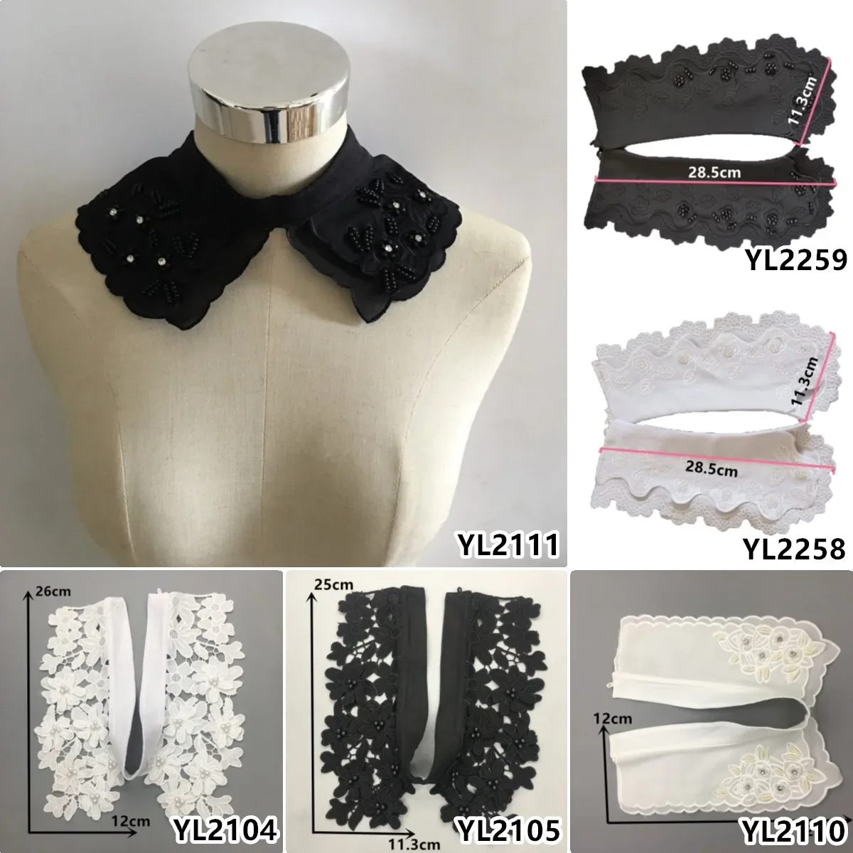 Wholesale sales 10 pieces of polyester chiffon glass yarn embroidery nail beads Can buckle the collar decorative accessories