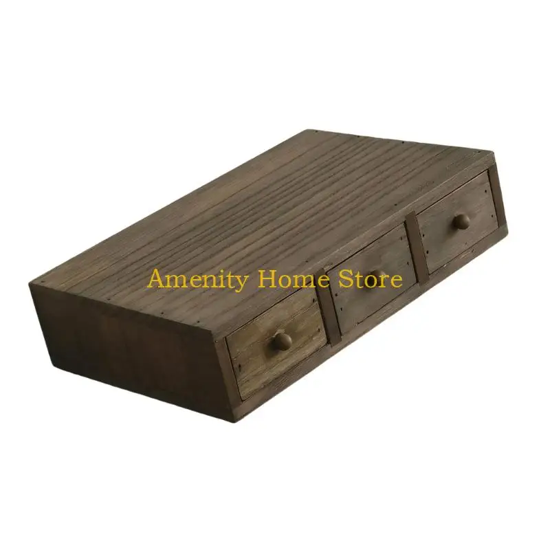 F26C Natural Desk Organiser With Spacious Compartments Sturdy Multi Section Storage Box For Stationery Cosmetics